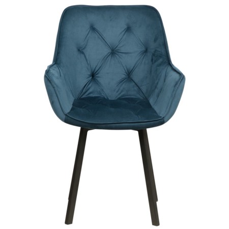 Kvinta chair, velor tenerife ocean / Black metal-1