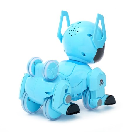 Robot Dog "Pappy", with programming, on the control panel, interactive: sound, light, on the battery, blue-2