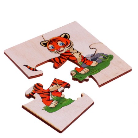 Figure puzzles made of wood "Wild animals" 10 puzzles in a set-1