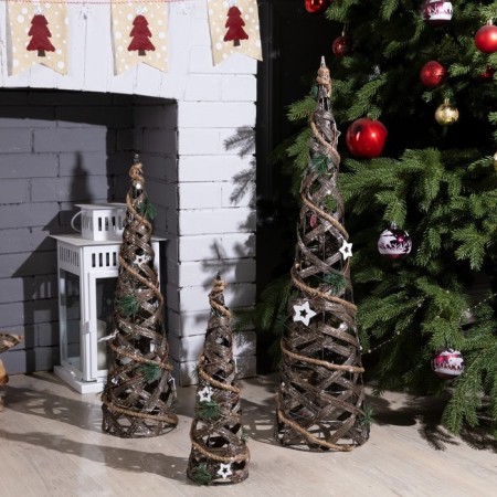 LED figure "Funned cones" 40, 60, 80 cm, textiles, metal, AAX2 batteries (not in the kit), glow warm white-1