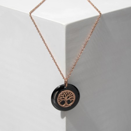Pendant ceramics "tree of life" color black in gold-4