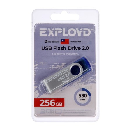 Flashka Exployd, Mini, 256 GB, USB 2.0, Thu up to 20 MB/s, PLO up to 10 MB/s, blue-1