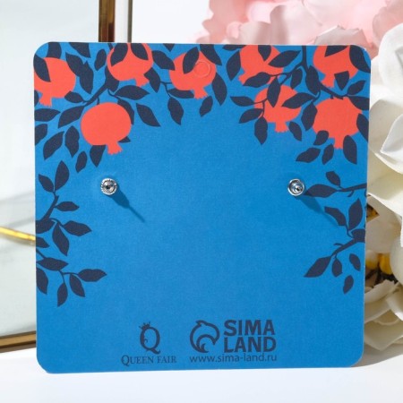 Earrings Plastic "Pomegranate", red-white color in silver-3