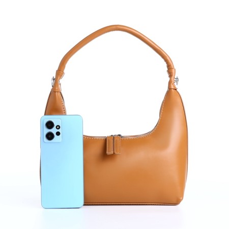 Baget bag with zipper, brown color-8