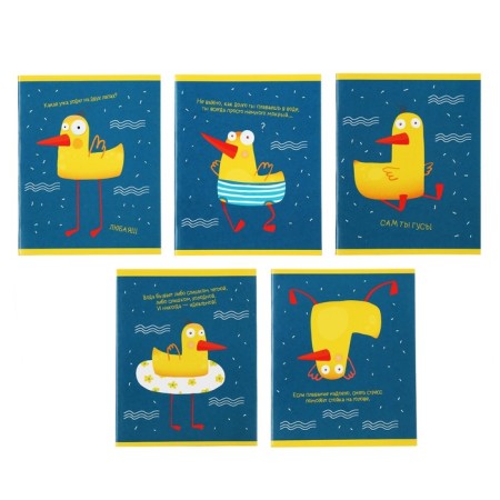 Notebook of 48 sheets in the “Ducks” cage, cover of chrome-erzatz, block No. 2 (gray sheets), mix 5 types