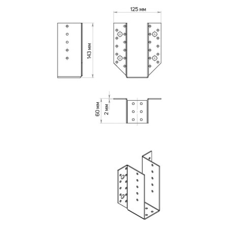 The support of the tundra bar Krep, open, 143x125x60x2 mm, zinc, in packaging 1 pc.-2