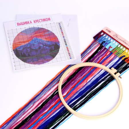 Embroidery on the hoops "Mountains", 20 x 20 cm, a set for creativity-3