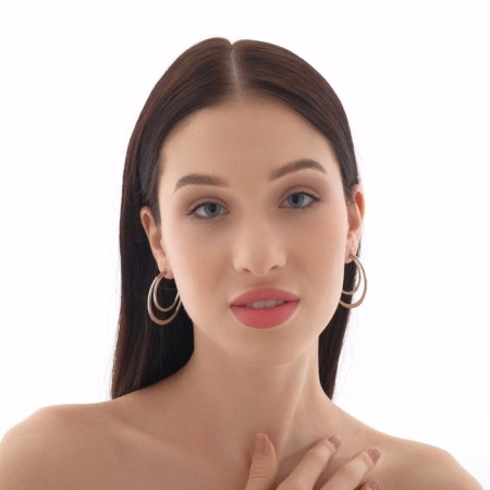 Karma-Karma earrings double circle, color silver, d = 4-2