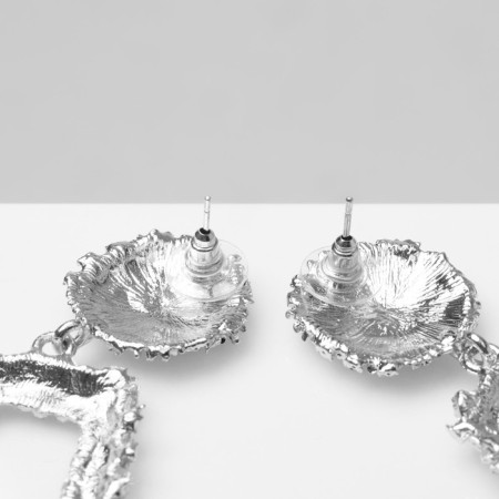 Earrings Metal "Aesthetics" trapezoid, color silver-1