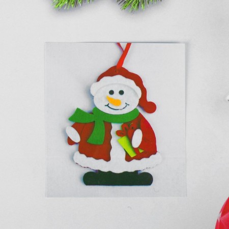 Set for creativity - Create a Christmas tree decoration from a felt "Snowman with a gift"-2