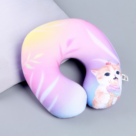 Pillow for travel Antistress "Cat with ice cream"-1