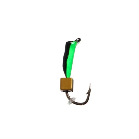 Mormyshka column black, green abdomen + cube gold, weight 0.3 g-1