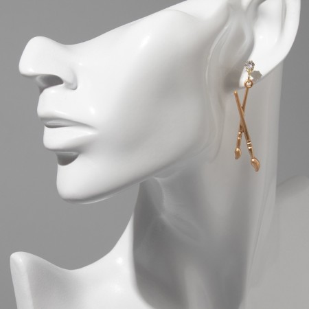 Earrings Metal "School" palette and brushes, colored in gold-5