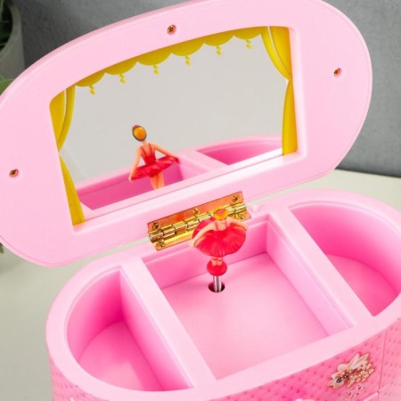 Musical Mechanical Mechanical "Princess chest" Pink 17.5.20x11 cm-3