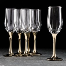A set of glasses for champagne Venice, 190 ml, 6 pcs, the color of the gold