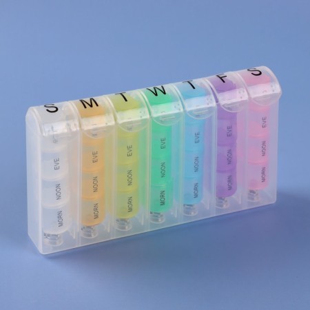 Airman - Organizer "Week", English letters, morning/day/evening/night, 10 × 20 × 3 cm, 7 containers of 4 sections, multi -colored-4