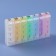 Airman - Organizer "Week", English letters, morning/day/evening/night, 10 × 20 × 3 cm, 7 containers of 4 sections, multi -colored