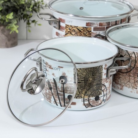 Set of pan “Loft-5-1-Elit”, 3 subjects: 2.4 l, 3.4 l, 5 l, glass covers, induction-1
