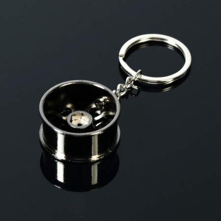 Cartage keychain, disk, metal, dark chrome-1