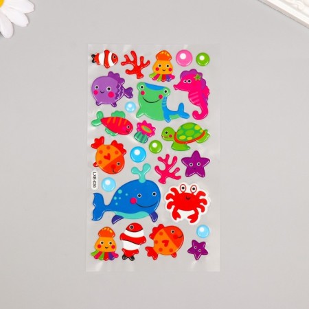 Sticker plastic volumetric "Underwater World" mix 20.4x9.7 cm-1