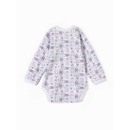 Body baby with a long sleeve "Bunny", white/pink color, height 62-4