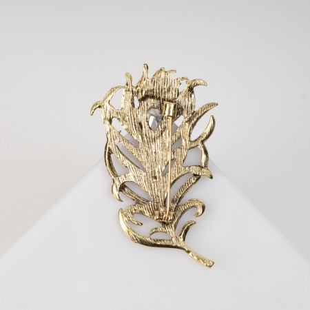 Brooch "Feather" of a magic bird, colored in black gold-2