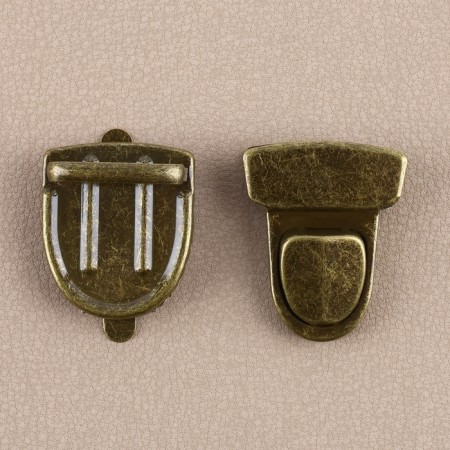Furniture for bag No. 4, set 4 objects, carbine - 2 pcs, chain, buttons, metal, bronze color-5