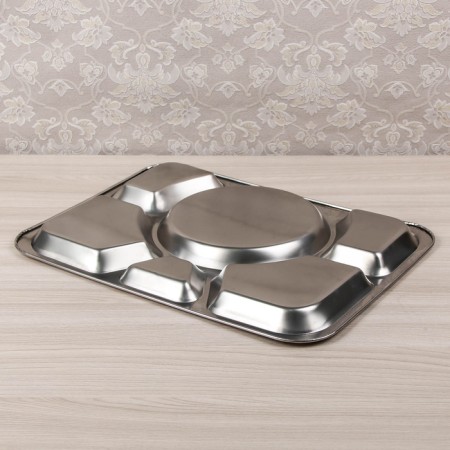 Stainless steel tray, 6 sections, 39.5 × 29 × 1.5 cm, silver color-2