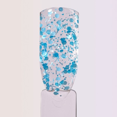 Enlargia gel, with sparkles, 3 phase, 15 g, led/uv, the color is transparent, blue-7