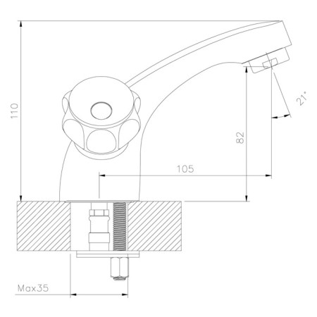 Decoroom DR45011R, two -handed monolithic washbasin mixer, chromium color-1