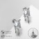 Earrings with rhinestones "melting" rectangle, white color in silver