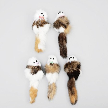 Mouse made of natural fur, case 7 cm, mix of flowers-1