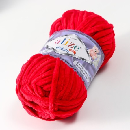 Yarn "Velluto" 100% micropoliester 68m/100g (56 red)-1