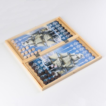 NARDS "SASSUR" 40 x 40 cm, with a field for playing checkers-1