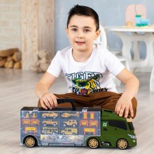 Автовоз кейс Givito «Милитари», с машинками, с тоннелем, цвет зелёный, 51.5 см