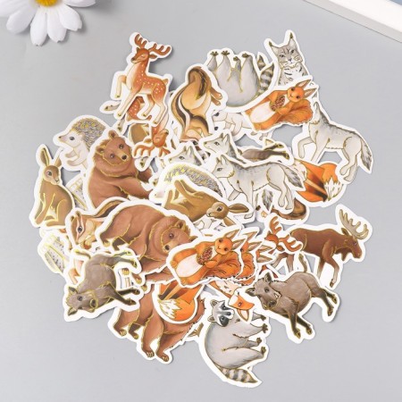 Stickers for creativity "Forest animals" embossing gold set 48 pcs 9x7x0.8 cm-2