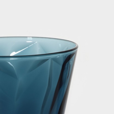 Low glass glass "Shetland sculpture", 300 ml, blue color-1