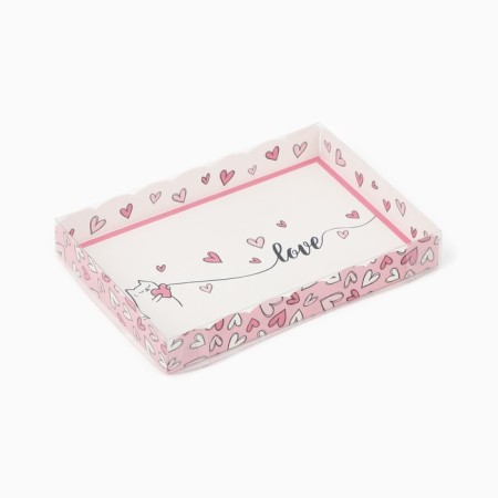 Box for confectionery products with PVC “Heart” lid, 22 × 15 × 3 cm