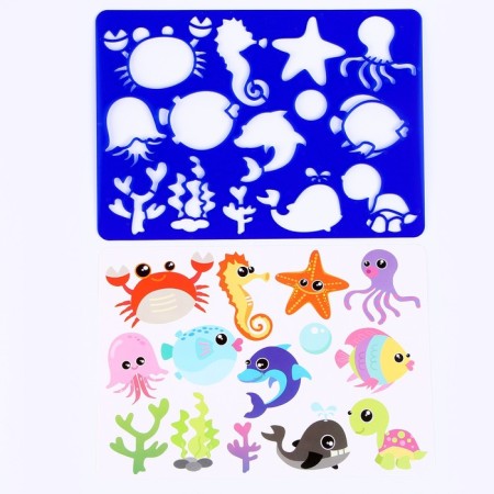Stencil for kids "Underwater World" with coloring