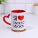 Sublimation mug "I love my husband", with a curly handle, the bottom of the red color