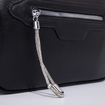 Bag Cross-Bodi with a zipper, black color-4
