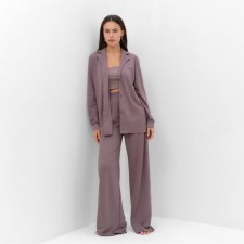 Комплект женский (рубашка, брюки, топ) KAFTAN "Base" р. 46, кофейный