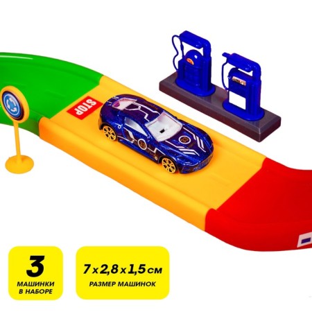 Garage highway "Cool turns", 3 metal machines, accessories-5