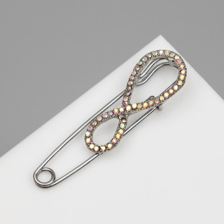 Pin "Infinity", 6.5 cm, rainbow color in silver-3