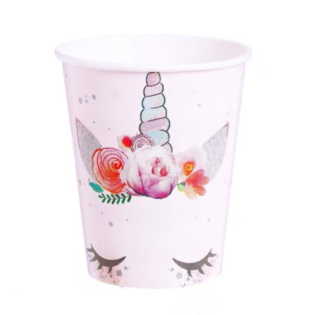 A set of paper dishes is a one -time muzzle unicorn ”, 6 plates, 6 glasses-4