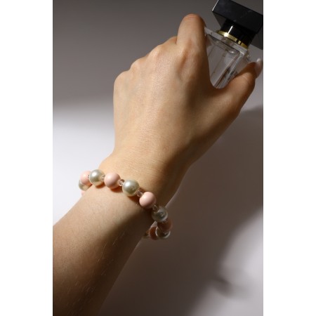 Bracelet Pearl "Spring", beads No. 10, white-pink color-2