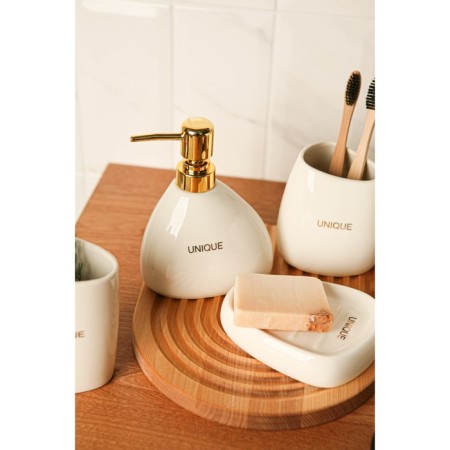 Savanna Stone bathroom accessories set, 4 items (soap dish, soap dispenser, 2 glasses), white color-8