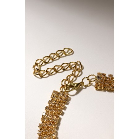 Bracelet with rhinestones "Bright" square, white color in gold, 18 size-4