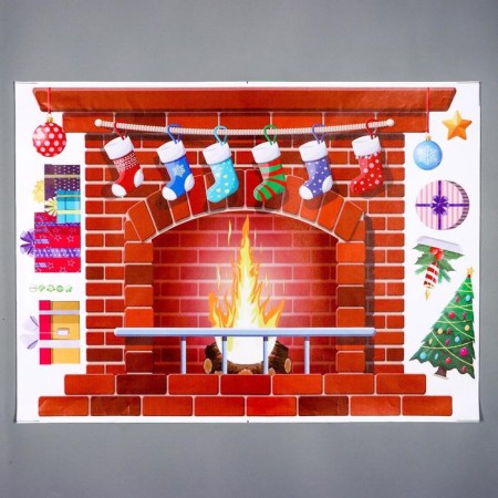 Sticking plastic interior color "New Year's fireplace" 50x70 cm-1