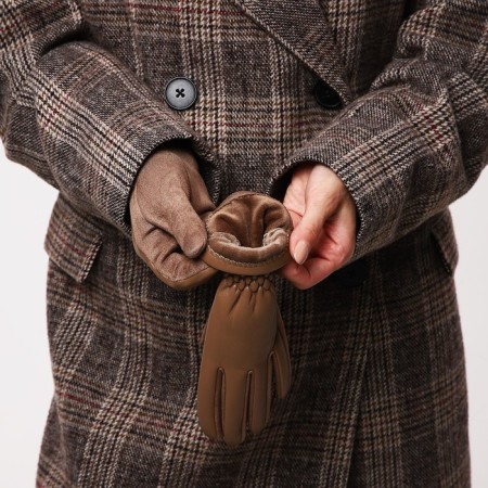 Gloves are female, dimensionless, without insulation, beige color-4